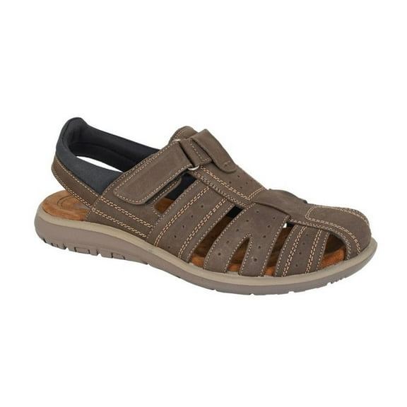 Roamers Mens Leather Touch Fastening Sandals