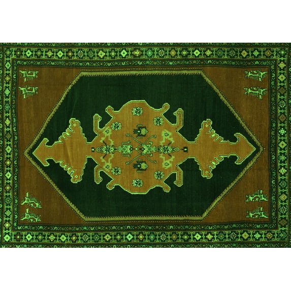 Ahgly Company Indoor Rectangle Persian Green Traditional Area Rugs, 6' x 9'