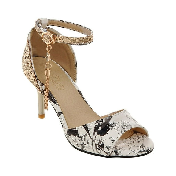 jsaierl Fashion Gold Glitter Faux Leather High Heel Women Shoes Size 35-43