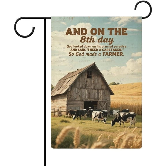 Garden Flag God Made a Farmer Double Sided Burlap 12 x 18 Inch Seasonal Yard Decoration for Outside Porch