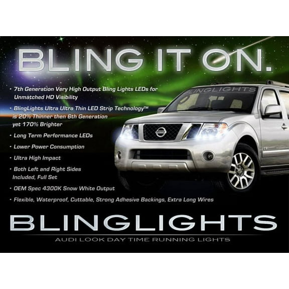 For Nissan Pathfinder LED DRL Strips Headlamps Headlights Head Lamps Day Time Running Lights LEDs DRLs