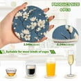 thumbnail image 3 of 6 Pcs Drink Coasters Sets with Holder Pads Cotton Cup Heat-Resistant Hot Mats for Table Protection Flowers in Blue, 3 of 7