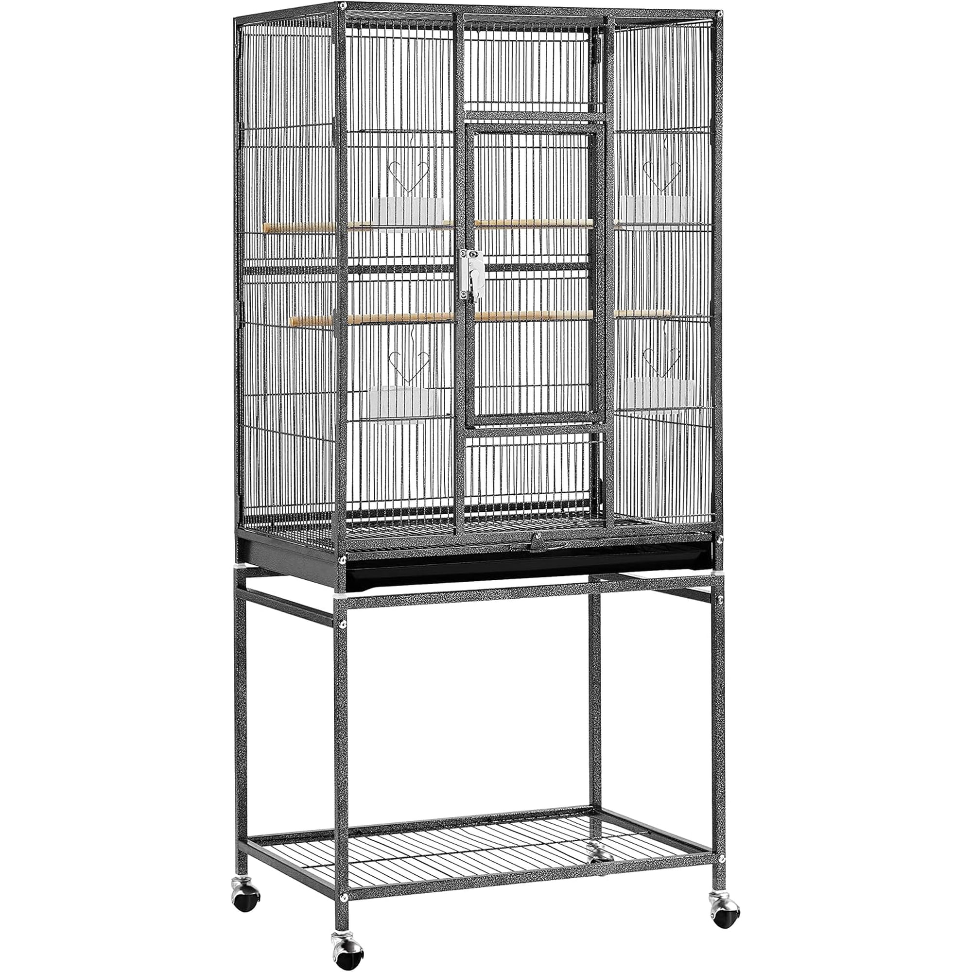 Wrought Iron Extra Large Bird Cage with Detachable Stand for Parakeet, Cockatiel, Sun Conure, Lovebird, Budgie, Finch, Canary