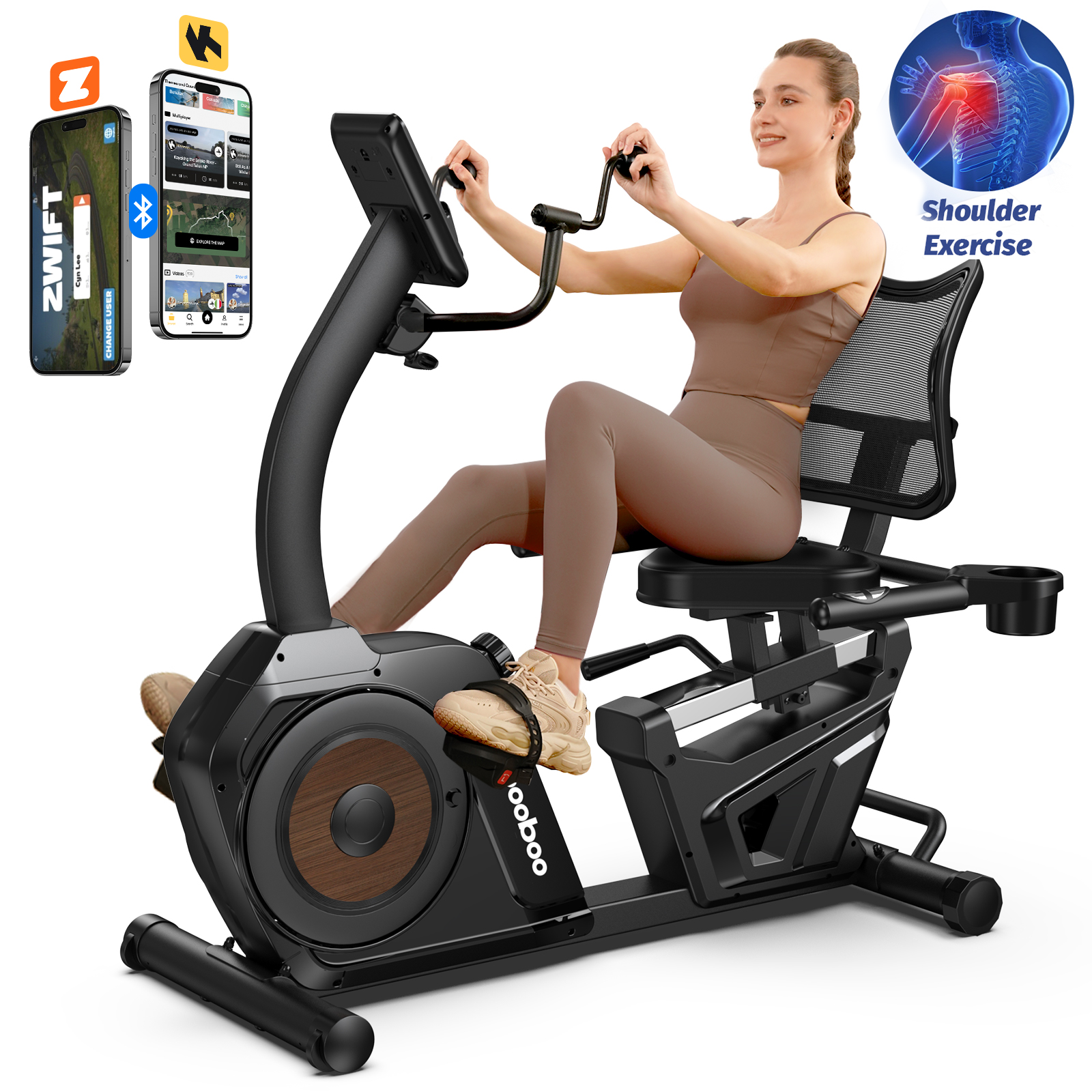 LNOW Magnetic Recumbent Exercise Bike with Bluetooth photo 1