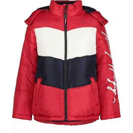 Tommy Hilfiger SCARLET SAGE Big Boys Chevron Colorblock Puffer Jacket 3T
