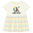 thumbnail image 3 of Inktastic 1st Birthday Bear on Bicycle 1 Year Old Girls Baby Dress, 3 of 5