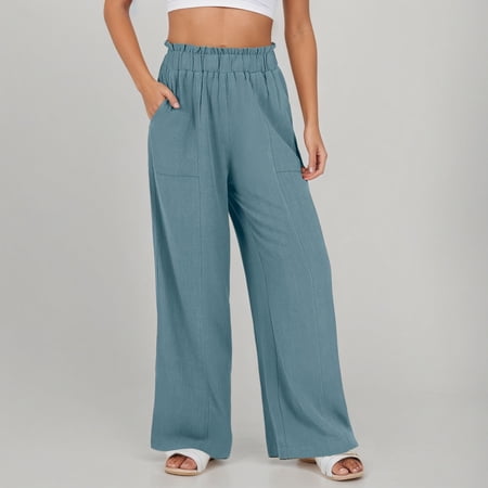 SIYUDAN Women S Pants Women S Pants Casual Blue Adult Trousers For Women Loose Pants High Waisted Wide Leg Pants For Women Summer Pants For Women 2025