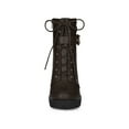 thumbnail image 6 of BLISSFUL STEP Women's Platform Buckle Lace Up Block Heel Ankle Boot, 6 of 7