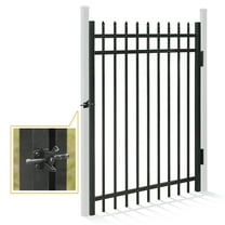 Fencer Wire Heavy Duty Pinnacle Fence Gate, 5FT Height x 4FT Width Outdoor Fence Gate, Outdoor Anti-Rust Metal Steel Gate for Fencing Barrier, Decorative Garden Gate for Residential, Yard, Pool,Patio