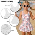 thumbnail image 6 of Xoenoiee Rabbit Bunny Egg Floral Leaves Print Girls One Piece Swimsuits Easter Sleeveless Bathing Suit for Kids Hawaiian Swimwear Tankini with Skirt Swim Dress, Size 3-4 Years, 6 of 7