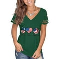 thumbnail image 2 of OAVQHLG3B Summer Tops for Women 4th of July Outfits for Women Patriotic ShirtsWomen's Summer V-neck Independence Day Printed Tops T-Shirts Casual Lace Short Sleeve Blouse, 2 of 7