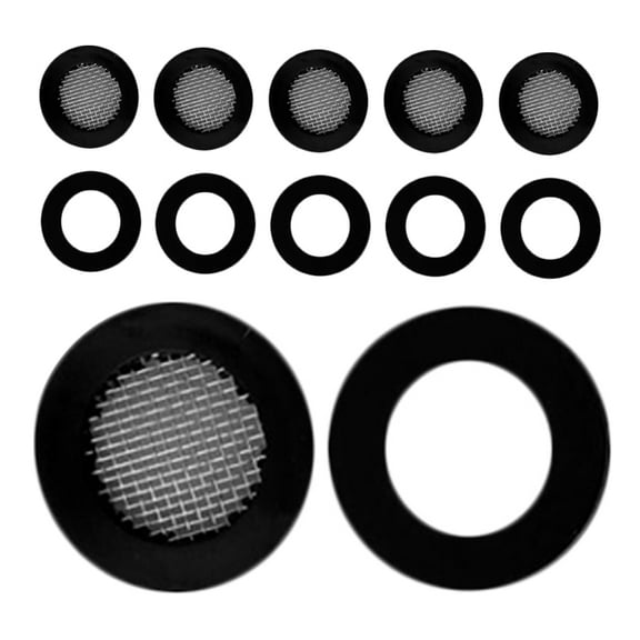 GOOHOCHY 10Pcs Water Filter Hose Washer Leak-Preventing Rubber Washer Stainless Steel Filter With Faucet Mat Suitable For Fixed Shower Head And Handheld Shower Hose Black