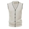 thumbnail image 3 of Bcfgryg Male Autumn And Winter Single Buckle Sweater Vest Vest V Neck Pure Color Wool Collarless Shirt Combined Body Type Non Hooded Vest Sweater Vest Vest for Men, 3 of 4