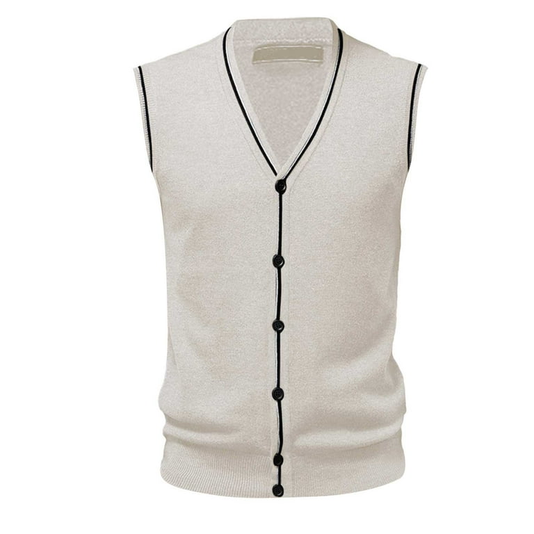 GEWSEY Sweater Vest Men's Sleeveless Sweater Vest V-Neck Casual