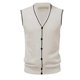 thumbnail image 3 of Chaleco de lana con cuello en V y hebilla para hombre - Color liso, sin cuello, ideal para citas o trabajo - Para todas las estaciones (M-XXXL), 3 of 4