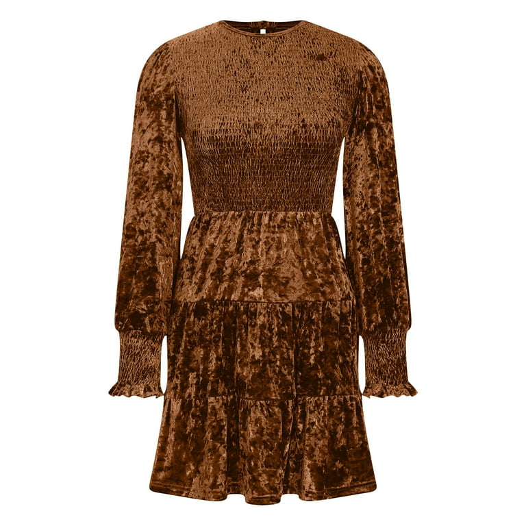 brown cinched dress Women's As Promised Brown Short Sleeve Cinched Waist Maxi Dress | Size: S main image 1