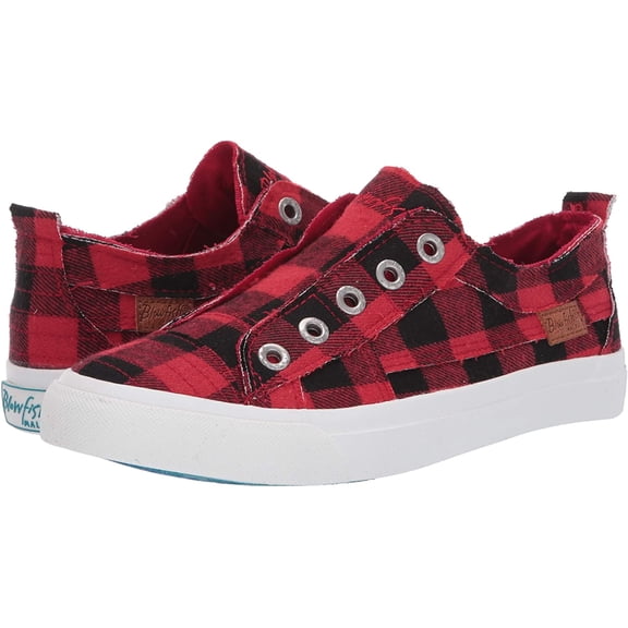 Blowfish Womens Play Slip On Fashion Sneaker (7.5, Red Buffalo Check)