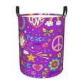 thumbnail image 2 of Goofa Peace Love and Dove Flower Power Printed Circular Hamper,Laundry Basket with Handles,Storage Baskets Foldable,Large Capacity Laundry Hamper-Medium, 2 of 8