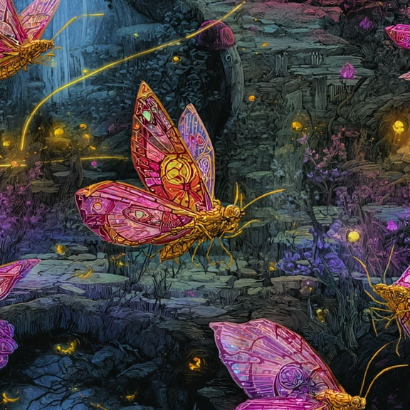 Boho Peel and Stick Wallpaper Forest Night Golden Lines Stained Glass Butterflies Wall Mural 23.6in x 9.8ft Self Adhesive Removable Wall Paper Renter Friendly Wallpaper for Nursery Bedroom Cabinets