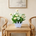 thumbnail image 6 of MMJ Artificial Flowers Small Potted Plant 7.1x4.7x3.1in Faux Foliage in Fence Planter for Desk Shelf, 6 of 6