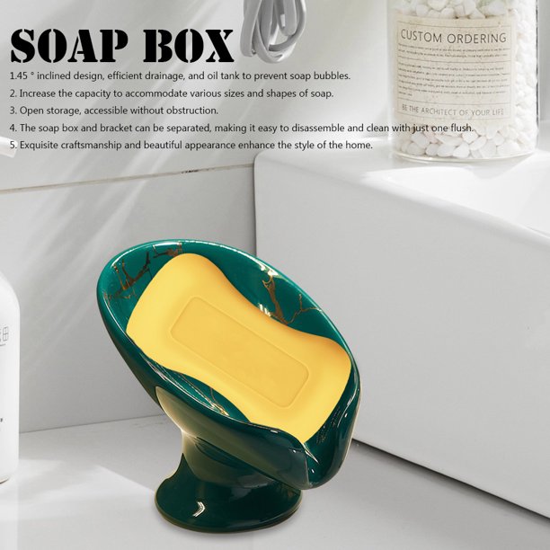 Caja de jabón de baño montada en la pared Organizador de encimera de baño de cerámica reutilizable (A)