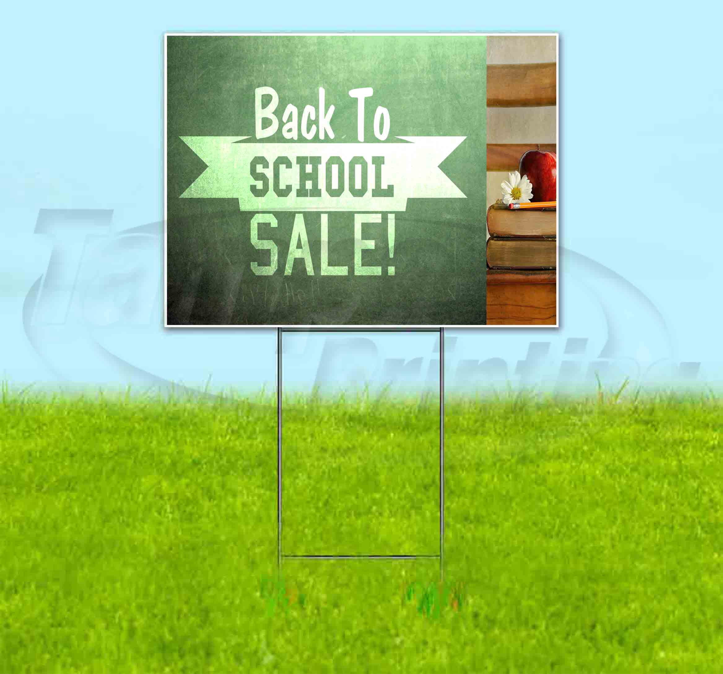 Back To School Sale (18" X 24") Yard Sign, Includes Metal Step Stake