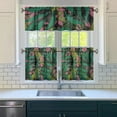 thumbnail image 3 of Kitchen Curtains Set 3 Piece with Hawaiian Palm Leaves and Hibiscus Flowers, 27.5x24 Inch Polyester Drapes for Island Inspired Style, 3 of 6