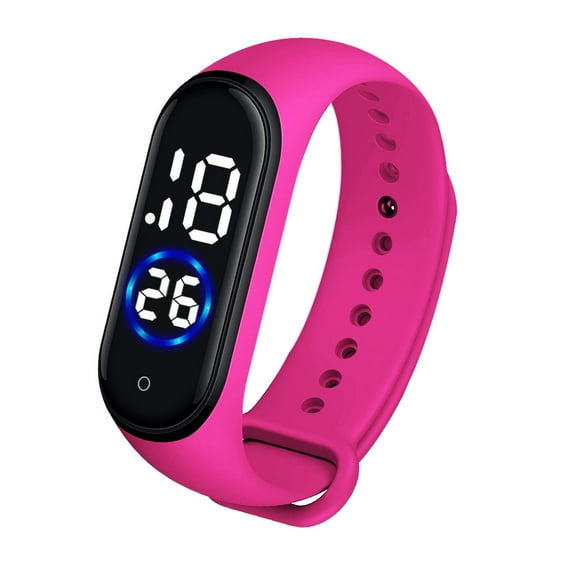 CGZQFEI Unisex Digital Sports Watch - LED Illumination, 5ATM Waterproof, Durable Silicone Wrist Strap Hot Pink 1.77x0.78''