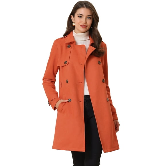 Chaqueta de gamuza Sintética Allegra K Naranja S para mujer