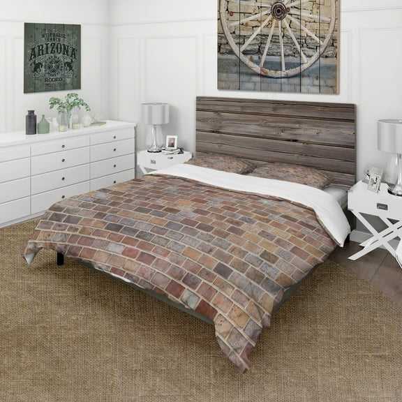 Designart 'Red Brick WallTexture' Modern & Contemporary Duvet Cover Set
