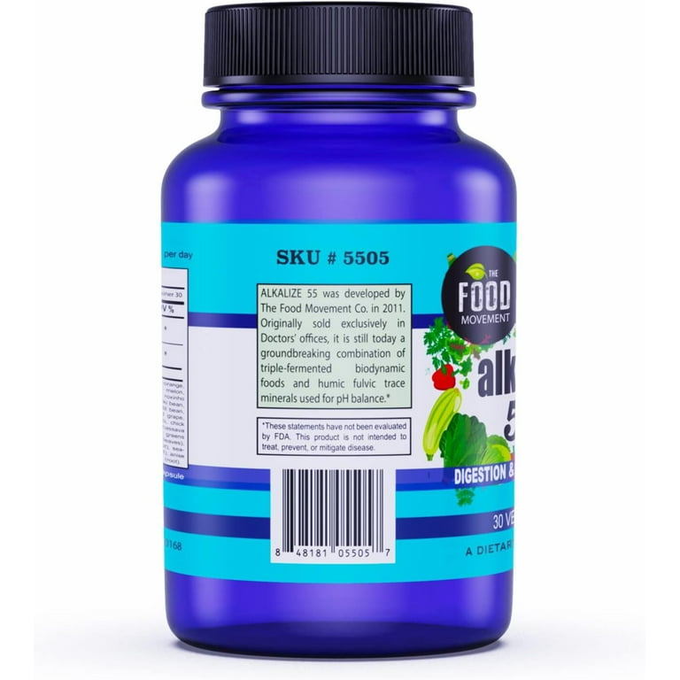 Alkalize 55, 55 Fermented Foods + Humic Fulvic Trace Minerals, pH