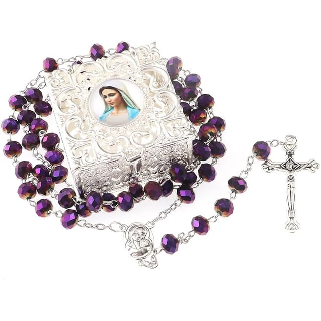 WHLHMK Chapelet Catholique avec Boîte à Bijoux en Métal