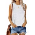 thumbnail image 3 of UVN Tank Tops for Women Summer Sleeveless Eyelet Blouse Casual Crew Neck Basic Tees, 3 of 9