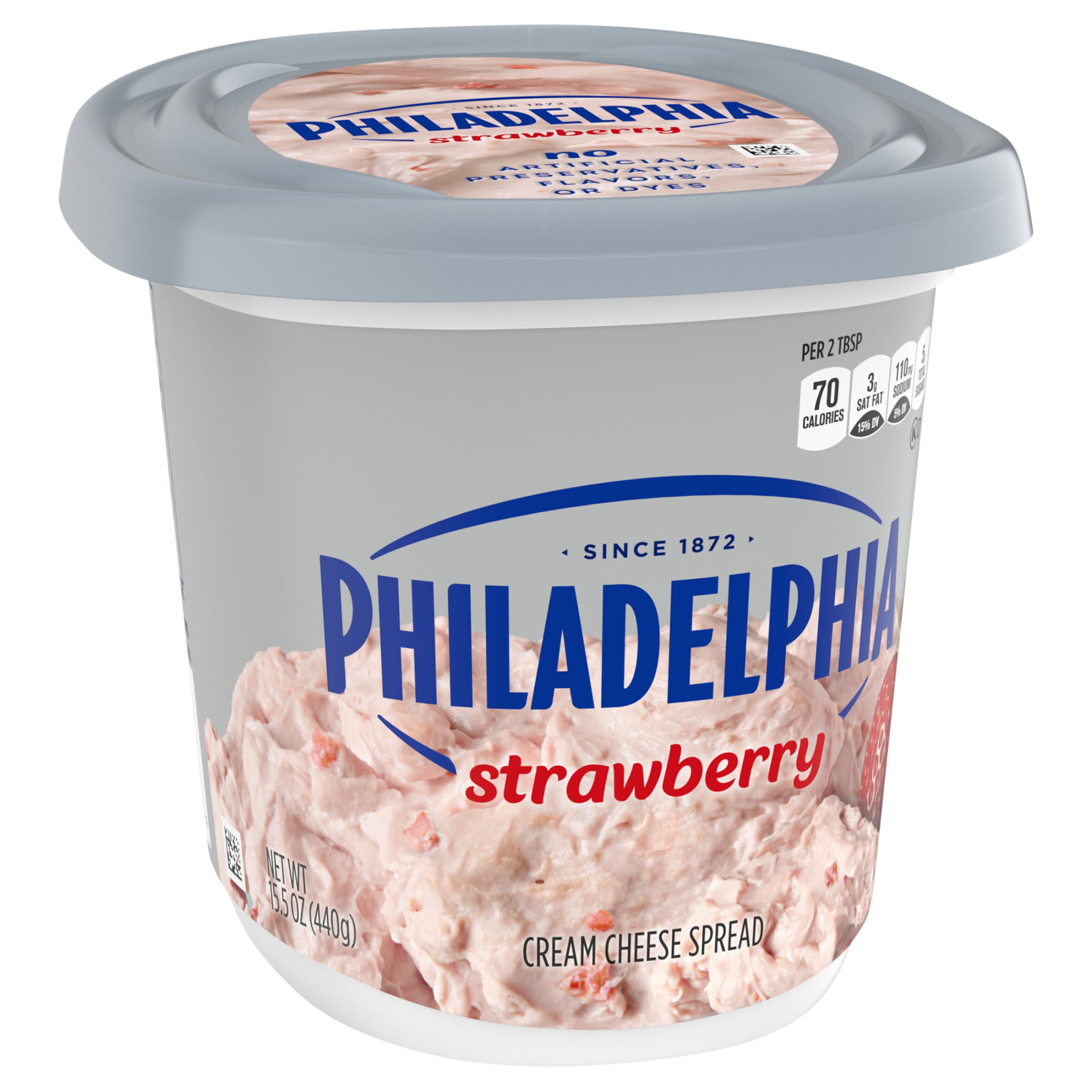 Philadelphia Flavored Cream Cheese Spread, 1 Tub, for Smooth, Spreadable Mornings, Strawberry, No Artificial Preservatives, Flavors or Dyes, 15.5 oz