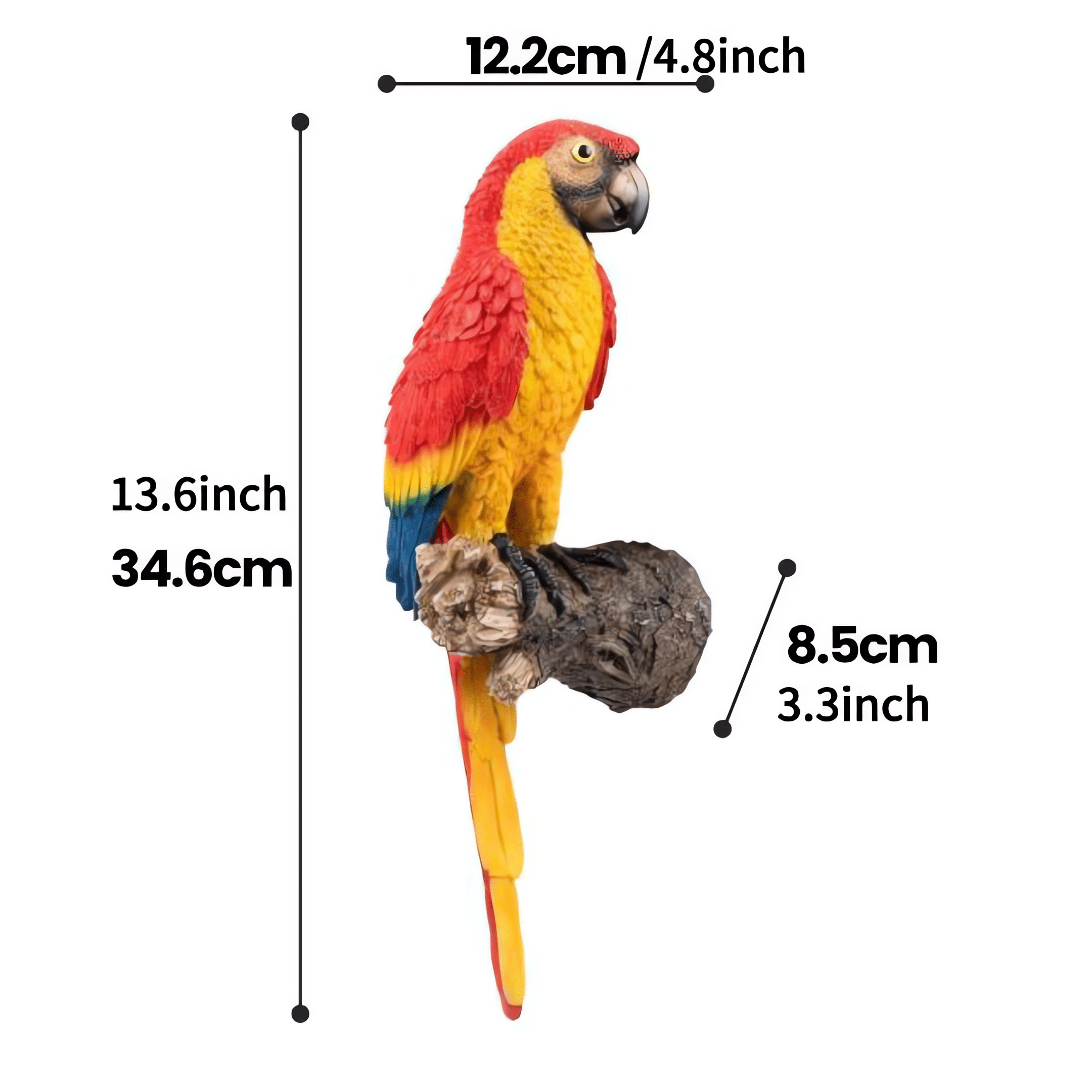 Parrot Garden Statue，Realistic Resin Parrot Tree Pendant Animal Sculpture ，Indoor And Outdoor  Garden Lawn House Art Resin Statue