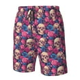 thumbnail image 2 of Yiaed Skull rose blue flower Print Men's Swim Trunks with Lining Quick Dry Sports Shorts Beach Shorts Boardshorts-Small, 2 of 5