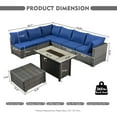 thumbnail image 2 of XIZZI 8 Pieces Patio Furniture Set Wicker Rattan Conversation Set with Propane Gas Fire Pit Table,Blue, 2 of 9