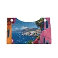 thumbnail image 4 of Lsque Colorful Mediterranean Village Printed Long Tissue Box Cover Holder, Facial Paper Organizer Dispenser,Triangle with Bottom Belt, PVC Leather Decorative Organizer, 4 of 9