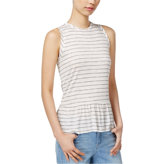 maison Jules Womens Peplum Knit Blouse, White, X-Large