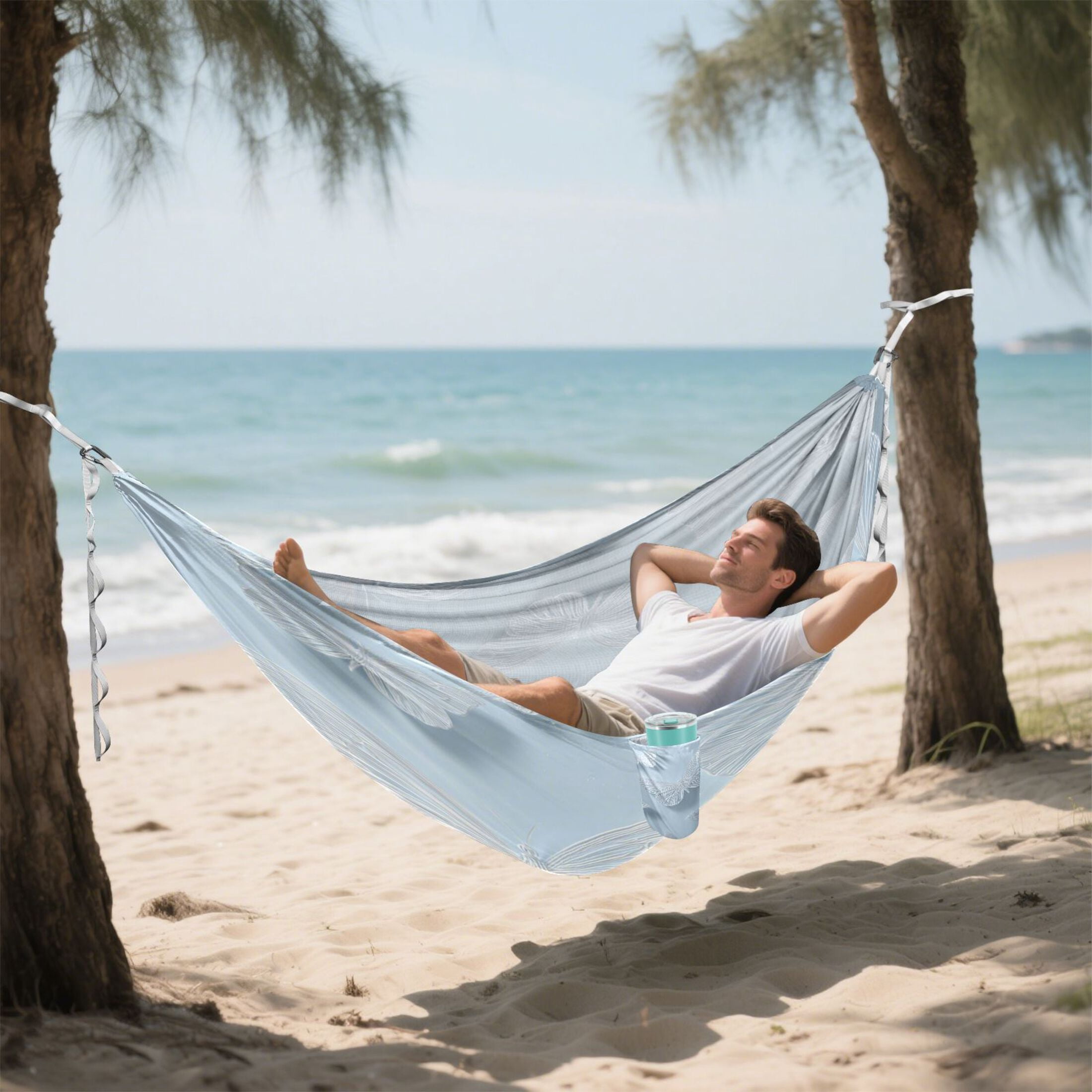 Hammock Camping Hammock Nylon Portable Hammock Travel Camping Hammock Hand Drawn White Butterfly