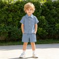 thumbnail image 2 of XAOFW Baby Boy Outfits Short Sleeve Button Down Shirts Shorts Toddler Kids Back To School Gentleman Sets 12-18 Months, 2 of 6
