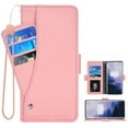 thumbnail image 1 of OnePlus 7T Pro Case, iCoverCase Genuine Leather Wallet Case Slim Fit Folio Book Design with Stand and Card Slots Flip Case Cover for OnePlus 7T Pro (Pink), 1 of 5