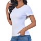 thumbnail image 3 of Tops ACANI básicos acanalados de manga corta para mujer, color blanco, talla XL, 3 of 5