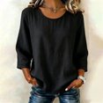 thumbnail image 1 of jjayotai Cotton Linen Tops for Women Crew Neck Loose Fit Long Sleeve Shirts Casual Fall Blouses Work Weekend Travel, 1 of 5