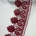 thumbnail image 2 of Altotux 1.75" 13 Colors Embroidered Floral Venice Lace Trim Guipure By 2 Yards (Burgundy), 2 of 3