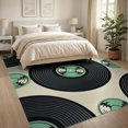 thumbnail image 3 of ODIKA 8'x10' Washable Area Rug Record Retro Vintage Music Spinning Grooves Concentric Disc Vinyl Cd Playful for King Size Bedroom Under Bed, Master Suite, Non-Shedding, Easy Care, 3 of 7