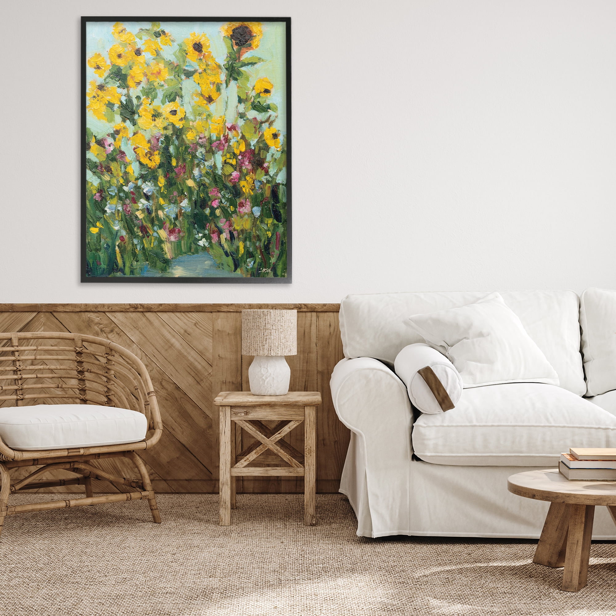 Stupell Industries Sunlit Sunflowers in Garden Black Framed Giclee Art, design by Carson Overstreet