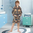 thumbnail image 5 of FORMRS Niños Bathrobe Unisex Hooded Robe Soft Plush Pajamas Sleepwear, Size 10-12T, Blue Geometric Eagle, 5 of 7