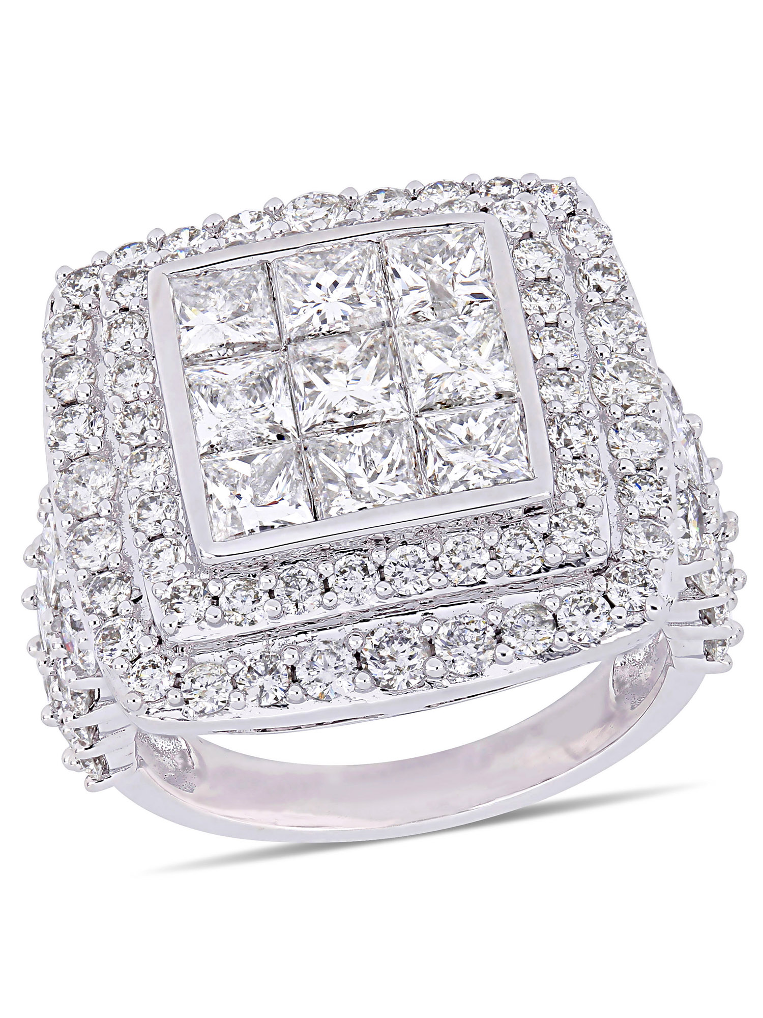 Miabella 5 Carat T.W. Diamond 14kt White Gold Double Halo Engagement