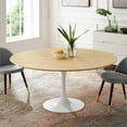 thumbnail image 4 of Modway Lippa 60" Round Modern Wood/Metal Dining Table in Natural/White, 4 of 6